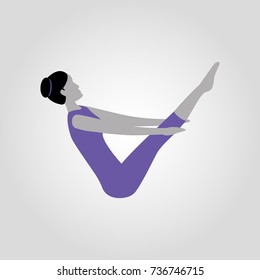 Boat pose yoga isolated flat vector illustration