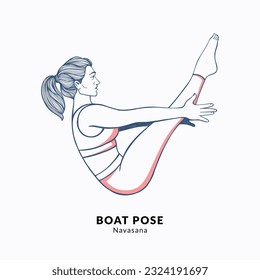 Boat pose. Young woman practicing Yoga pose. Woman workout fitness, aerobic and exercises