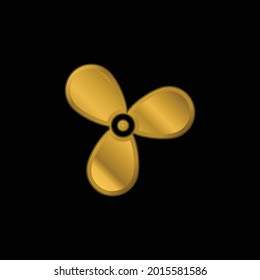 Boat Propeller gold plated metalic icon or logo vector