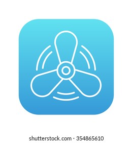 Boat propeller line icon for web, mobile and infographics. Vector white icon on the blue gradient square with rounded corners isolated on white background.