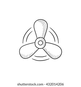 Boat propeller vector sketch icon isolated on background. Hand drawn Boat propeller icon. Boat propeller sketch icon for infographic, website or app.