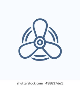 Boat propeller vector sketch icon isolated on background. Hand drawn Boat propeller icon. Boat propeller sketch icon for infographic, website or app.