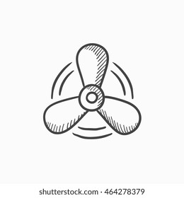 Boat propeller vector sketch icon isolated on background. Hand drawn Boat propeller icon. Boat propeller sketch icon for infographic, website or app.