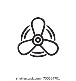 Boat propeller vector sketch icon isolated on background. Hand drawn Boat propeller icon. Boat propeller sketch icon for infographic, website or app.