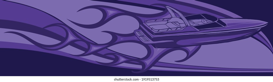 boat race with flames Vector illustration art