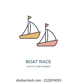 boat race icon from activity and hobbies collection. Thin outline boat race, race, boat detailed offset lineal color icon isolated on white background. Line vector boat race sign, symbol for web and 