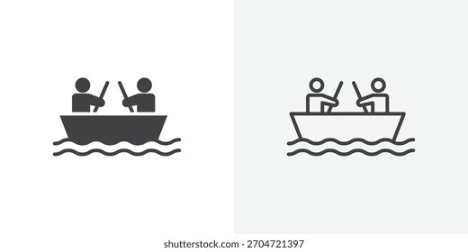 Boat race icon. collection of editable stroke line and solid flat styles.