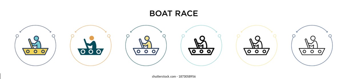 Boat race icon in filled, thin line, outline and stroke style. Vector illustration of two colored and black boat race vector icons designs can be used for mobile, ui, web