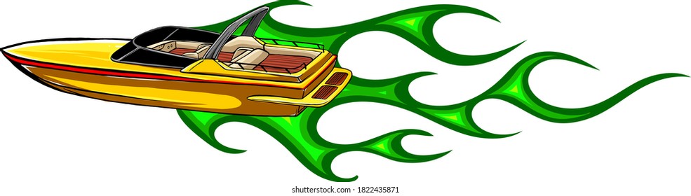 boat race Icon with flames Vector illustration art