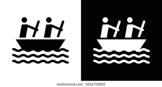 Boat race icon in flat black solid vector set