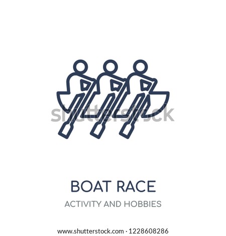 Boat race icon. Boat race linear symbol design from Activity and Hobbies collection. Simple outline element vector illustration on white background.