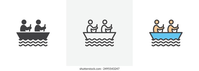 Boat race icon symbol collection on white background.