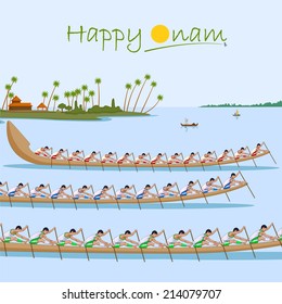 Boat race of Kerala for Onam celebration in vector