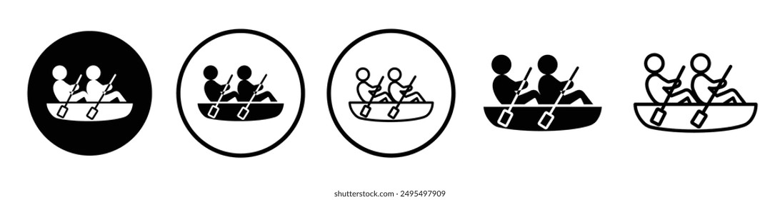 Boat race vector icon set in black and white color.