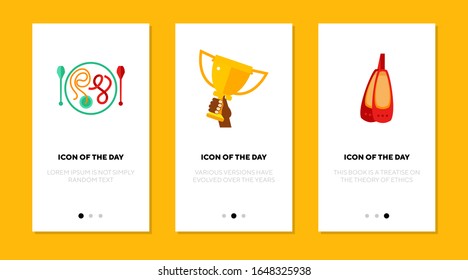 Juego de iconos planos de carreras de barcos. Agua, remo, baño aislado de letrero vectorial. El deporte profesional y el concepto de logros. Elementos de símbolo de ilustración vectorial para diseño web y aplicaciones