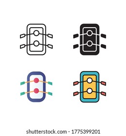 boat rafting icon vector with different style. isolated on white background