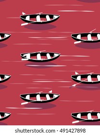 Boat red pattern. Ocean. Sea.