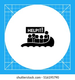 Boat with Refugees Asking for Help Icon