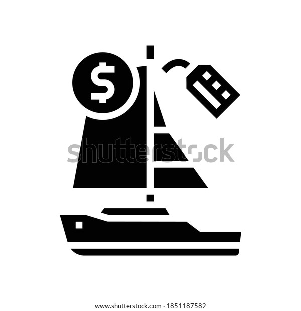 boat rental glyph icon vector. boat\
rental sign. isolated contour symbol black\
illustration