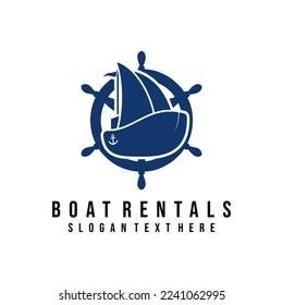 boat rental logo design vector