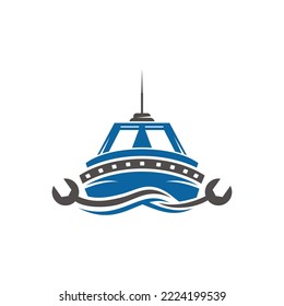 Boat repair and service premium vector logo