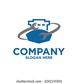 Boat repair and service premium vector logo