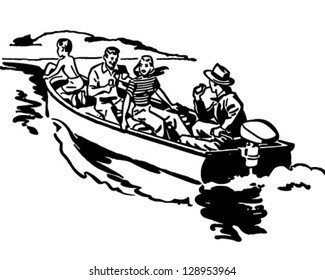 Boat Ride - Retro Clip Art Illustration