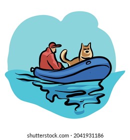 Boat riding vector illustration isolated