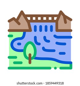 boat in river landscape icon vector. boat in river landscape sign. color symbol illustration