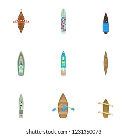 Boat roof icons set. Cartoon set of 9 boat roof vector icons for web isolated on white background Boat roof icons set. Cartoon set of 9 boat roof vector icons for web isolated on white background
