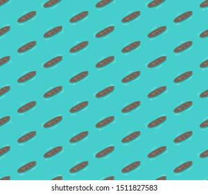 Boat or rowboat with paddle 3d isometric seamless pattern, Flood disaster concept design illustration isolated on blue background with copy space, vector eps 10