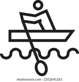 Boat Rowing Training Outline Icon