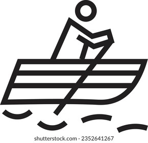 Boat Rowing Training Outline Icon
