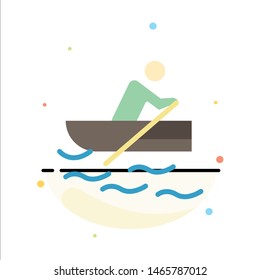 Boat, Rowing, Training, Water Abstract Flat Color Icon Template. Vector Icon Template background