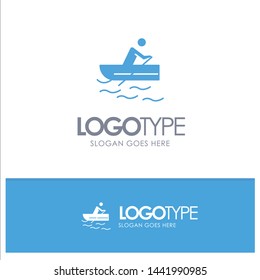 Boat, Rowing, Training, Water Blue Solid Logo with place for tagline