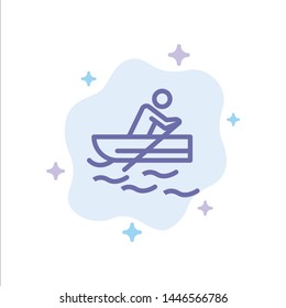 Boat, Rowing, Training, Water Blue Icon on Abstract Cloud Background