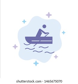 Boat, Rowing, Training, Water Blue Icon on Abstract Cloud Background. Vector Icon Template background