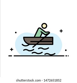 Boat, Rowing, Training, Water  Business Flat Line Filled Icon Vector Banner Template