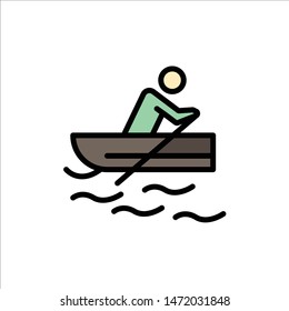 Boat, Rowing, Training, Water  Flat Color Icon. Vector icon banner Template