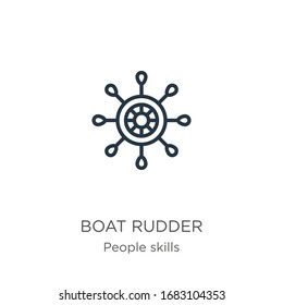 Icono del timón del barco. Icono de contorno del timón lineal de la barca aislado en fondo blanco de la colección de habilidades de la gente. Signo vectorial de línea, símbolo para web y móvil