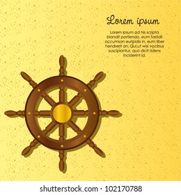 Boat Rudder on a sandy sea, vector illustration