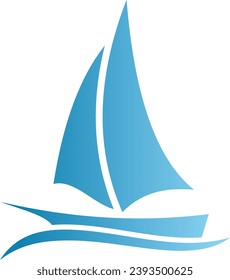 boat sail blue vector logo