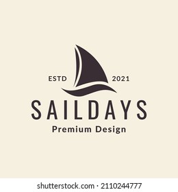 boat sail hipster logo design, vector graphic symbol icon sign illustration