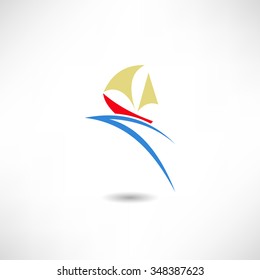 Boat with sail icon