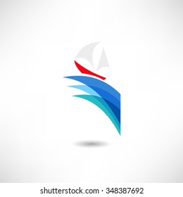 Boat with sail icon