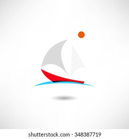 Boat with sail icon