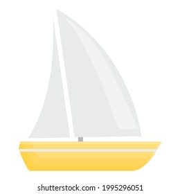 Boot mit Segelsymbol. Cartoon des Schiffes mit Segel-Vektorsymbol für Webdesign einzeln auf weißem Hintergrund