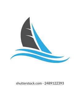 Boat sail icon logo desain template