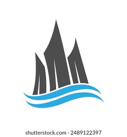 Boat sail icon logo desain template