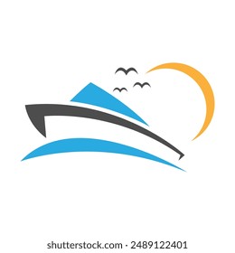 Boat sail icon logo desain template